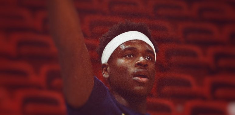 Edited photo of Aaron Holiday, original photo by Michael Reaves/Getty Images